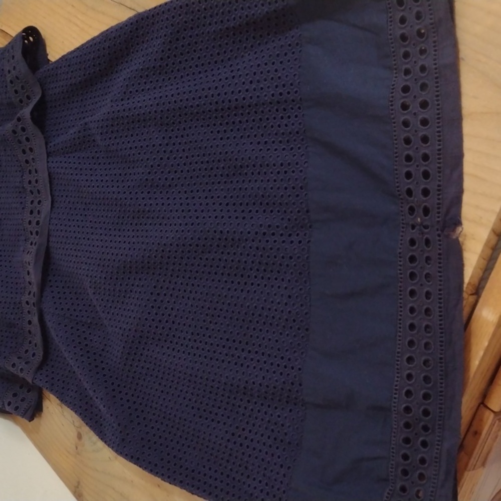 J Crew Navy Eyelet Sleeveless Dress Size 6 - Picture 7 of 10